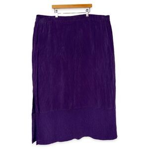 Vintage Purple Silky Rayon Midi Skirt Size 18 Textured Hem Minimalist Boho Plus